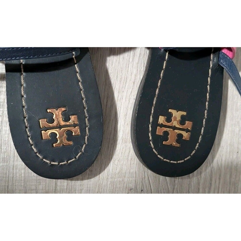Tory Burch Patos Leather Multi Strap Flat Sandal Rainbow Ankle Strap 8.5 Strappy - Picture 7 of 10
